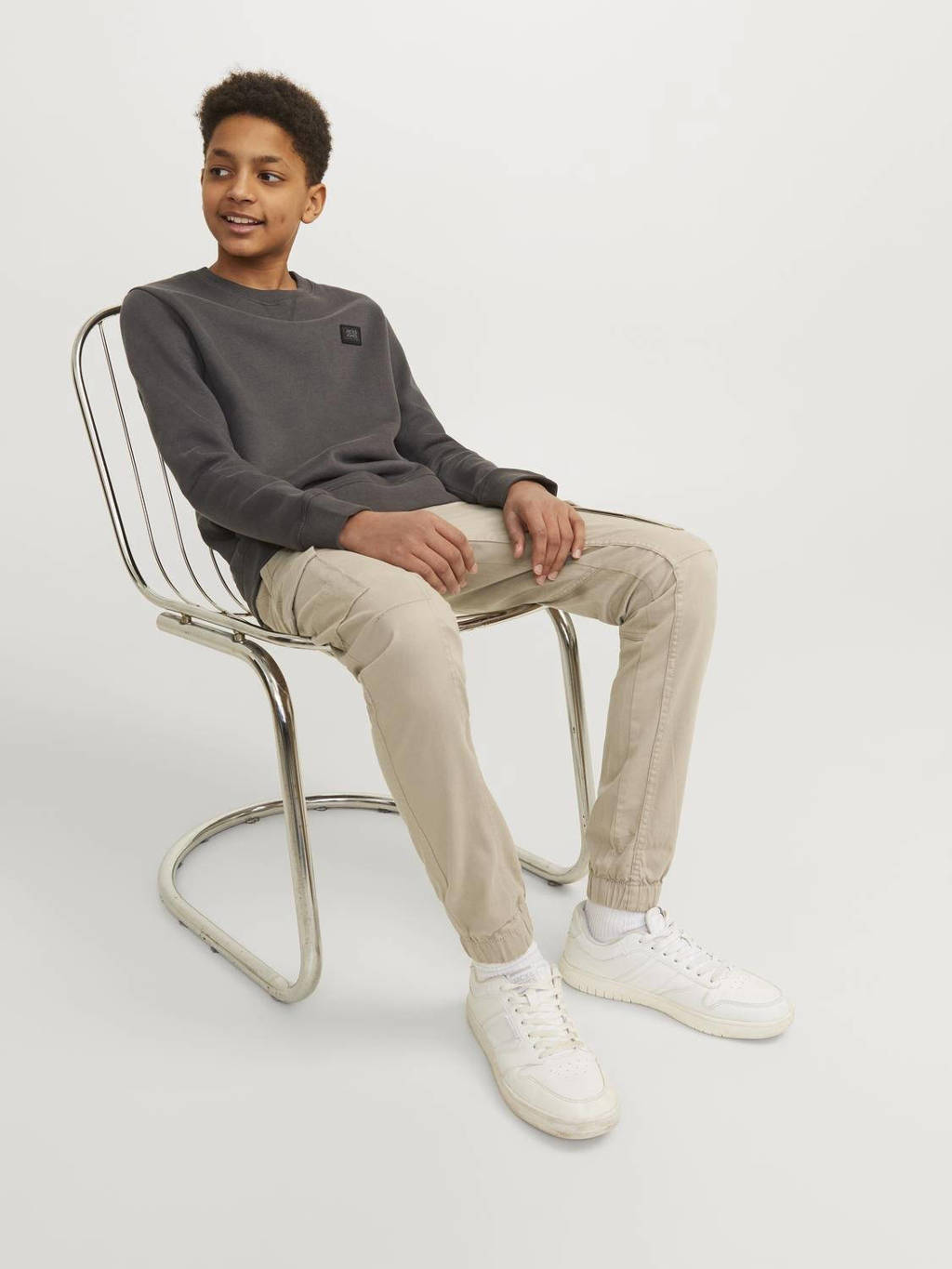 JACK & JONES tapered fit cargobroek JPSTPAUL beige-