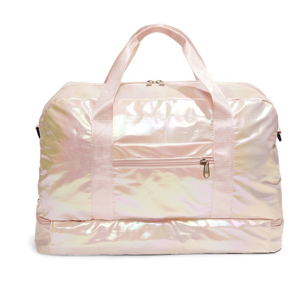 Sac de voyage femme aspect brillant 49x23xH30cm - 2 modèles rose ou vert