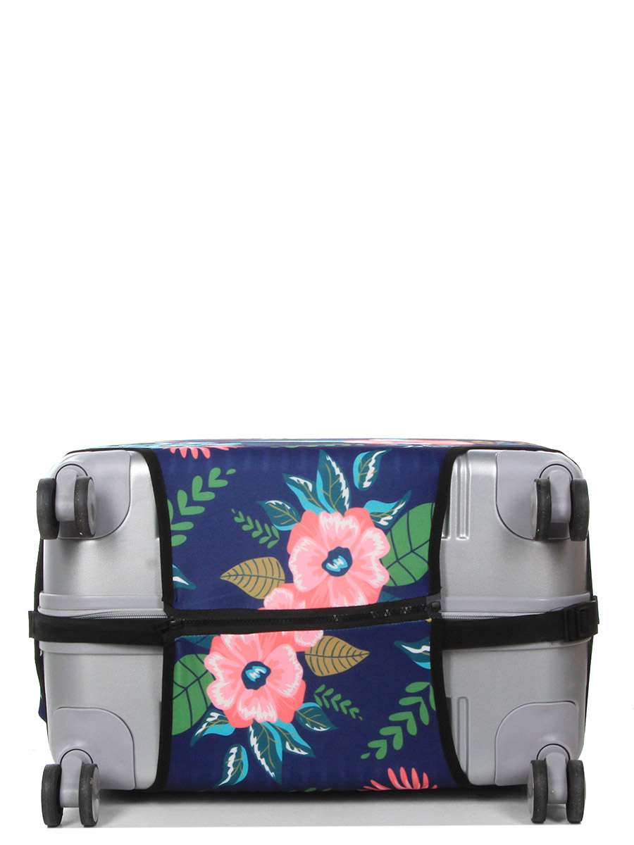 Housse de valise Periea Dark Blue with Flowers L