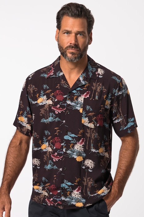 Hemd, Halbarm, Alloverprint, Cuba-Kragen, Cuba-Fit, bis 8 XL