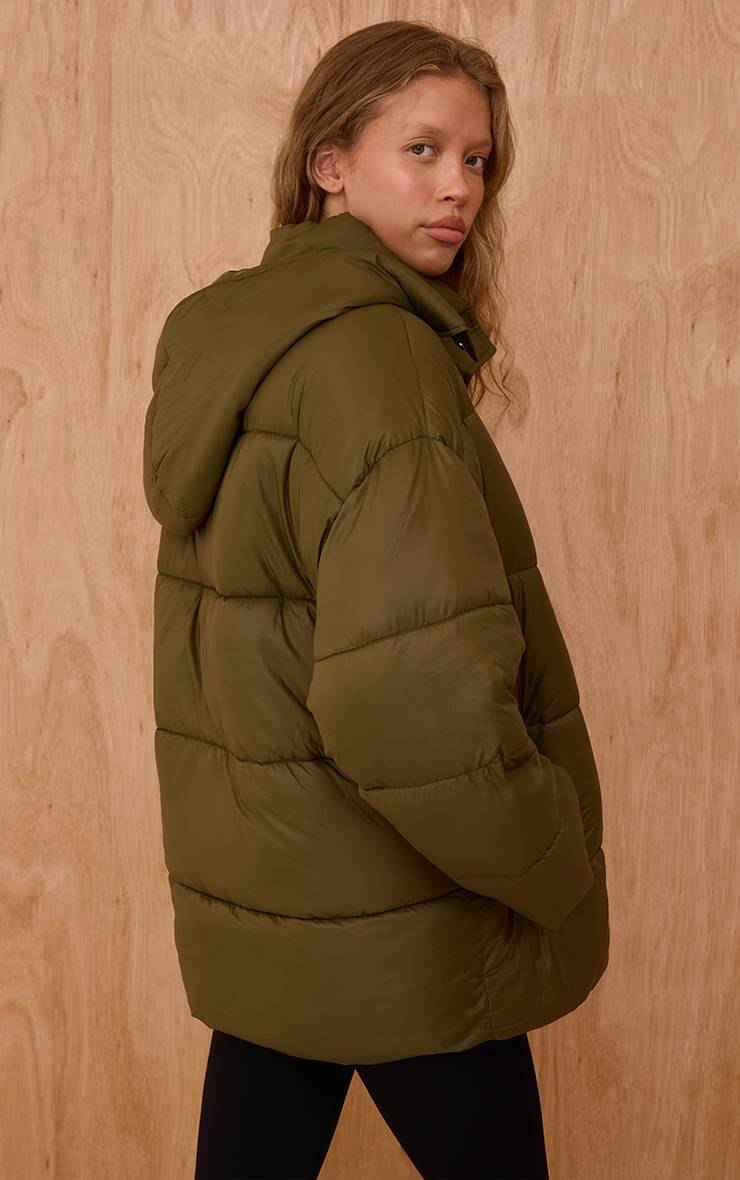 Vert Olive Doudoune À Casynthétiqueche Oversize