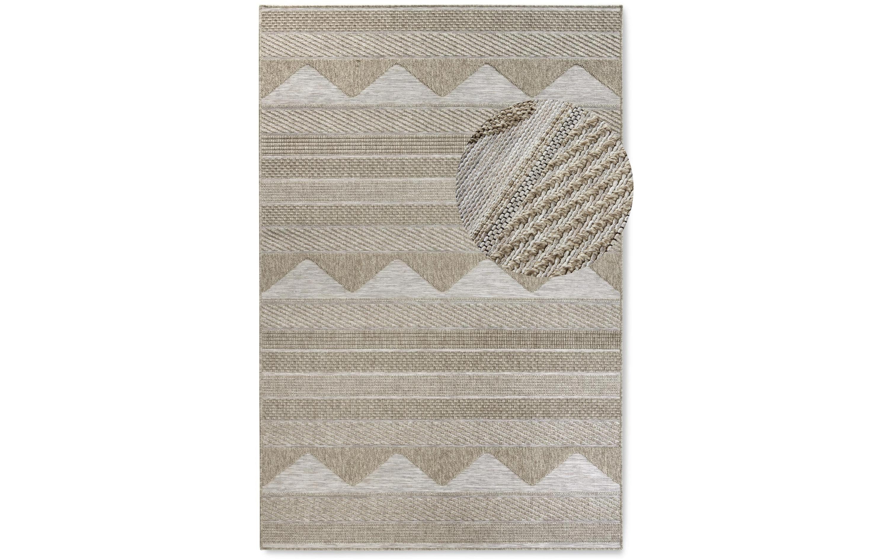 Teppich Elisabeth 155 cm x 230 cmIn- und Outdoor Teppich, modernes Flachgewebe, Boho, Ethno-Look, wetterfest und UV-beständig für Balkon, Terrasse, Garten, Wohnzimmer, Wintergarten