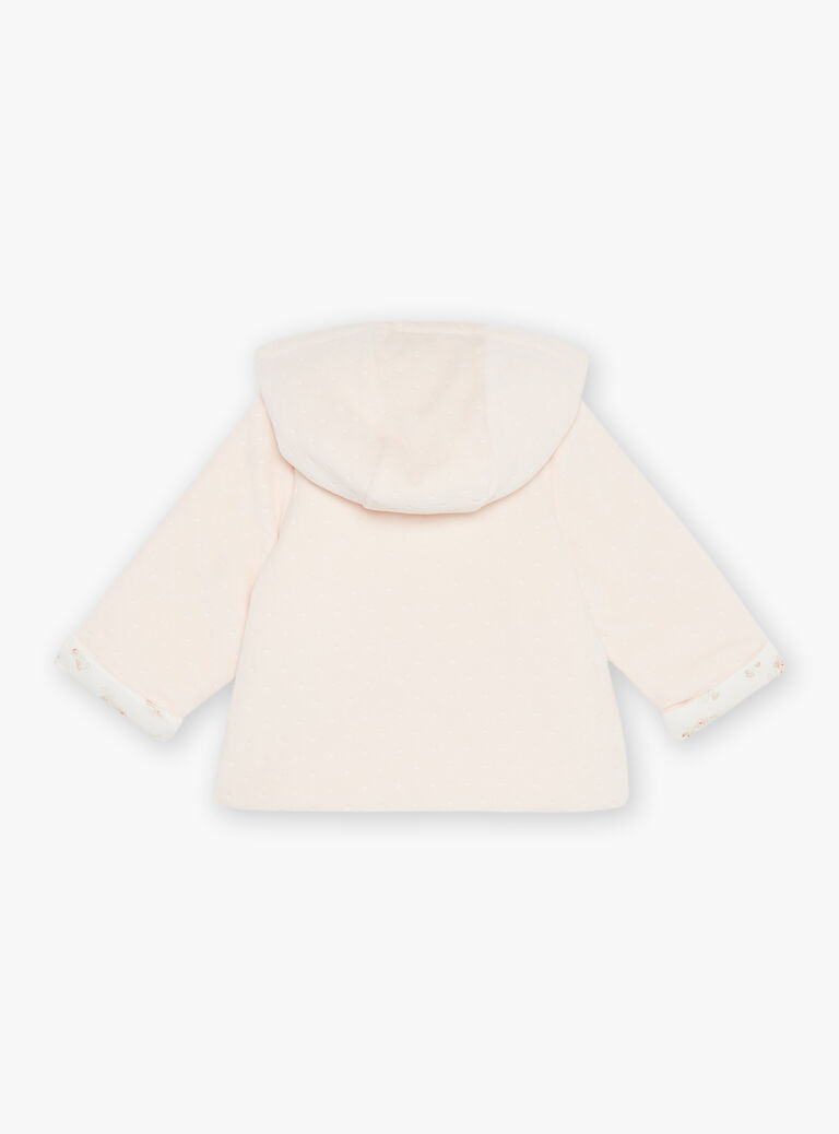 Veste à capuche rose pâle en velours