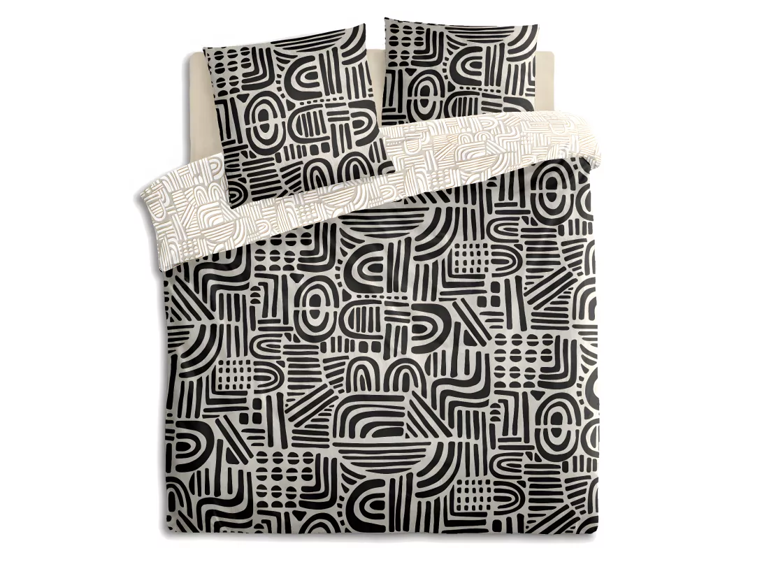 Parure de lit 2 Personnes 240 x 220 cm Housse de couette avec 2 taies en Coton Imprimé Tipu