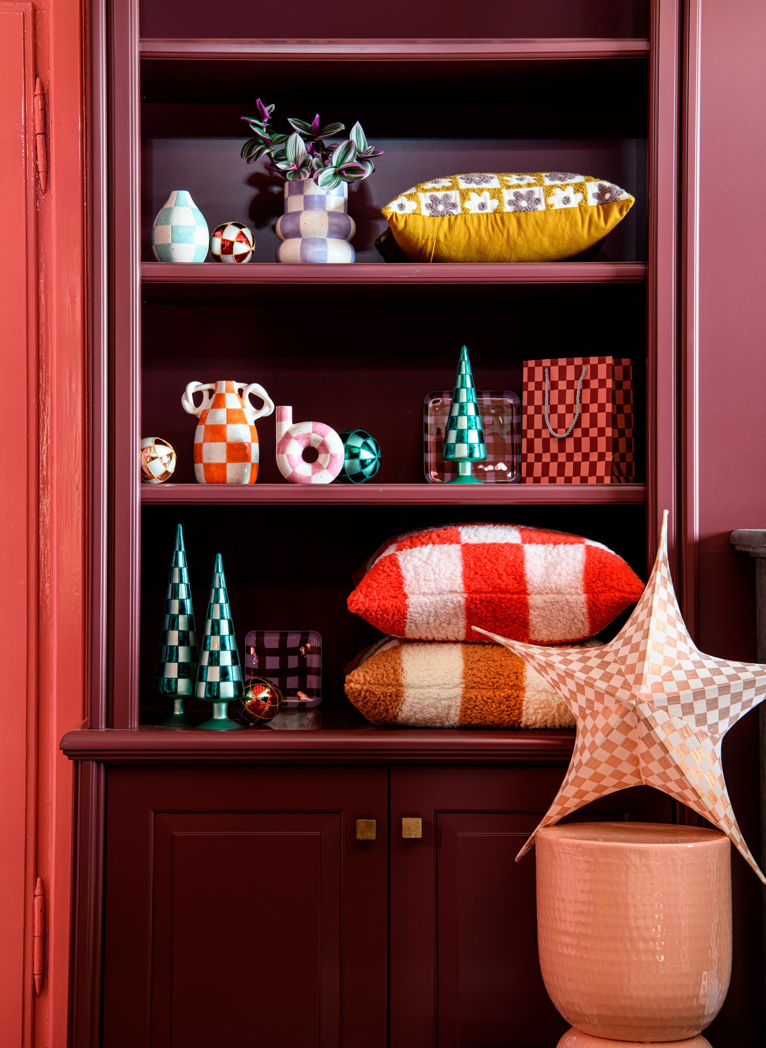 Intratuin decoratiebord Deem roze / bruin 14 x 14 x 1 cm