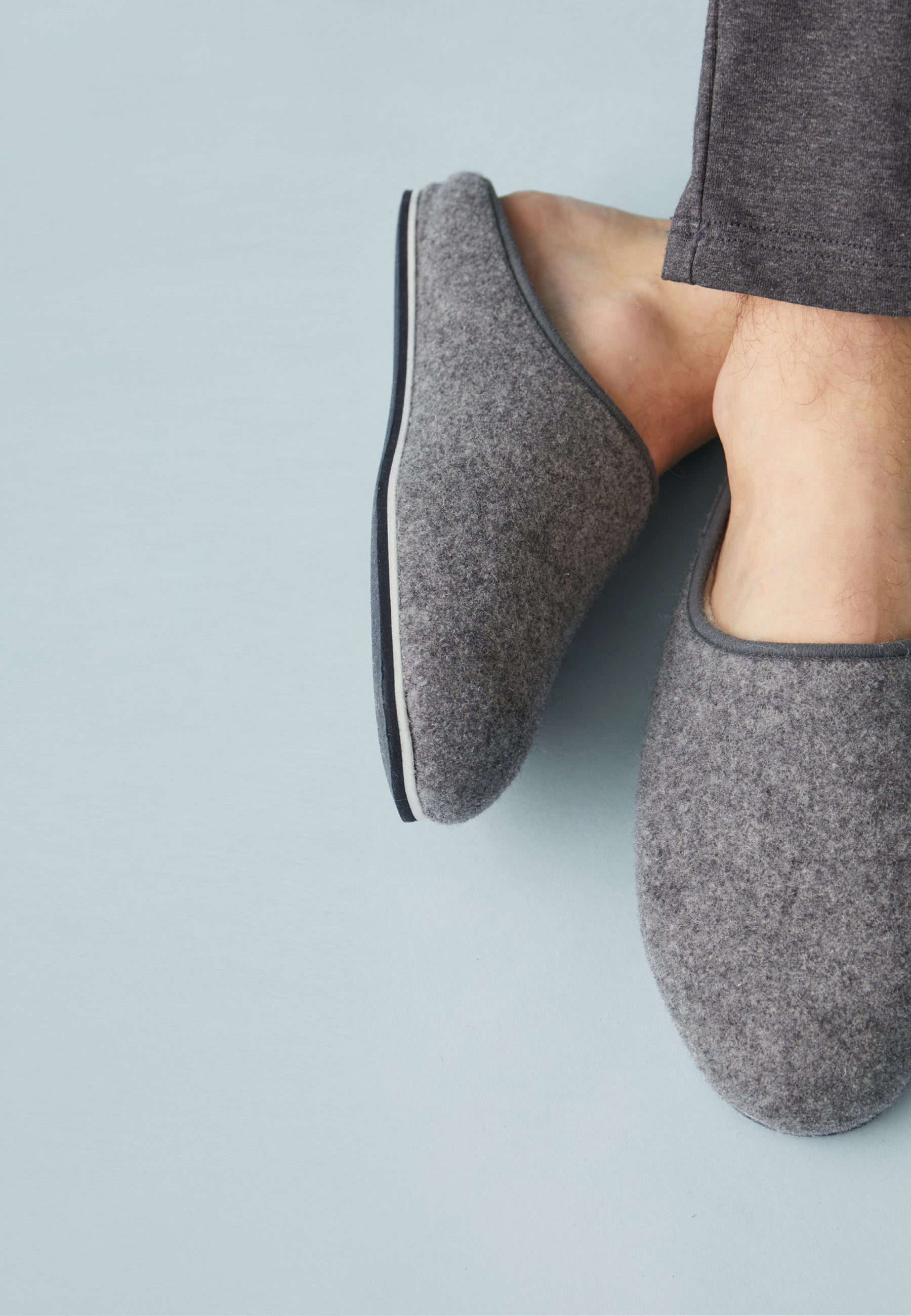 Chaussons d'intérieur en laine-Claude Gris Chiné