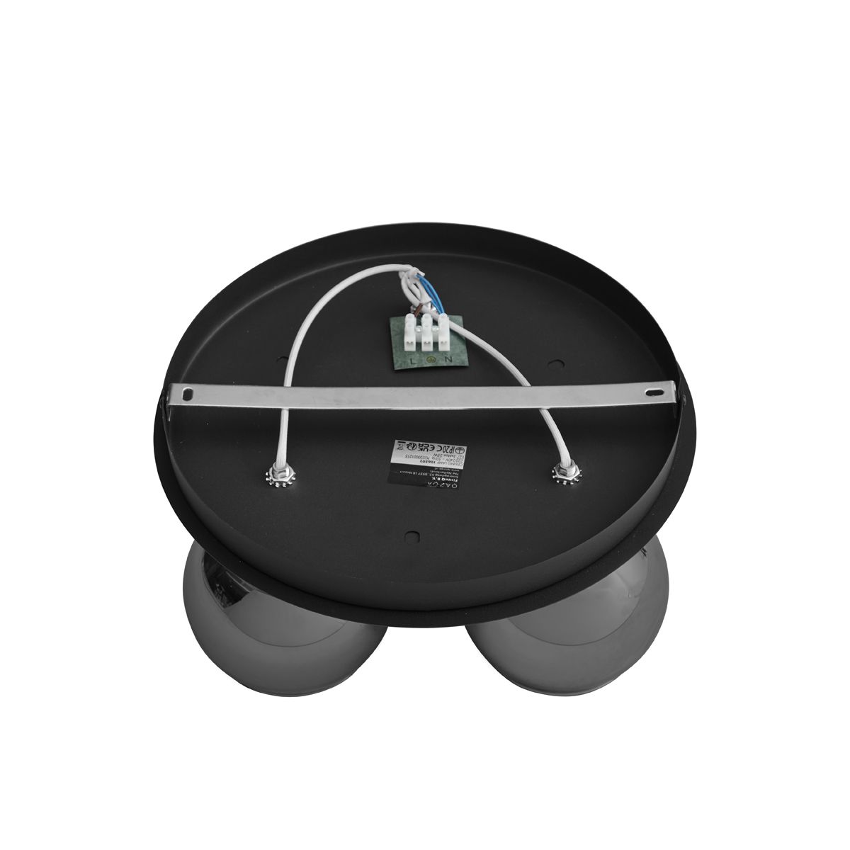 Art Deco plafondlamp zwart met smoke glas 3-lichts - Vidro