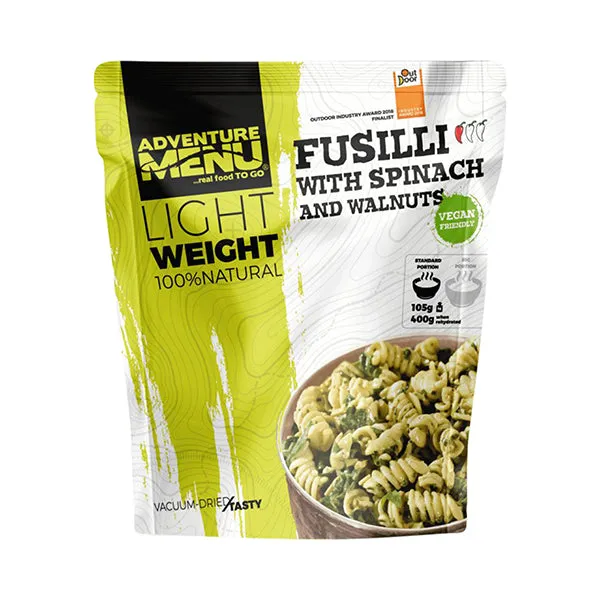 Adventure Menu -  Lightweight Big Fusilli mit Spinat und Walnüssen