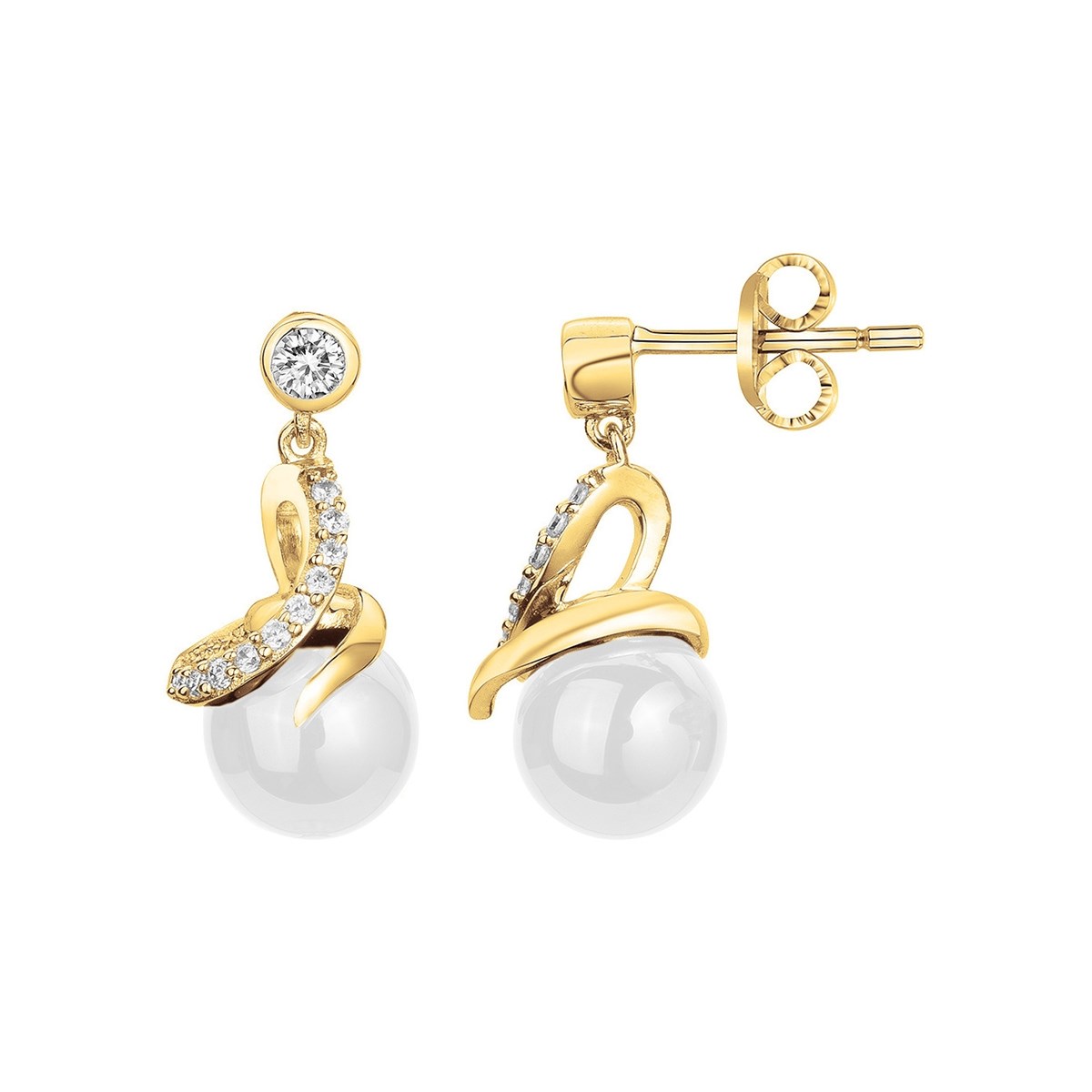 Boucles d'oreilles en Plaqué Or avec oxyde de zirconium blanc