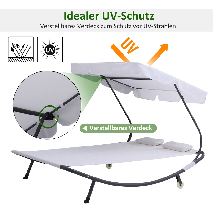 Outsunny Doppelliege mit Dach grau