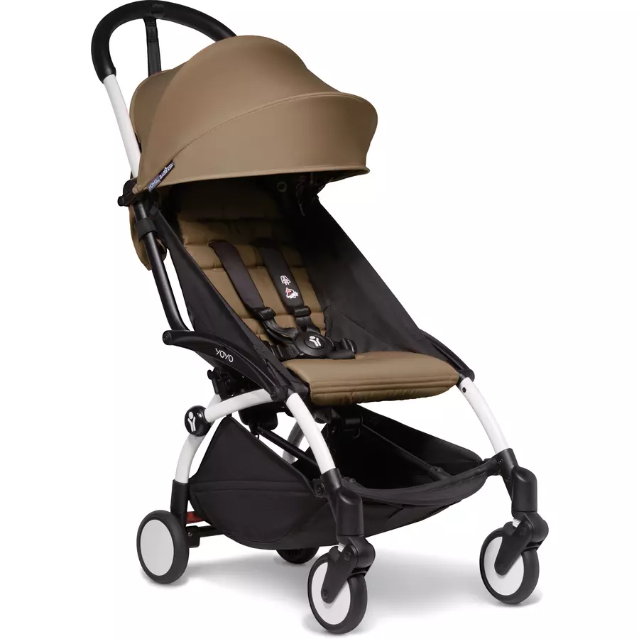 BABYZEN Kinderwagen YOYO2 6+ White mit Textilset Toffee und Backpack YOYO Black
