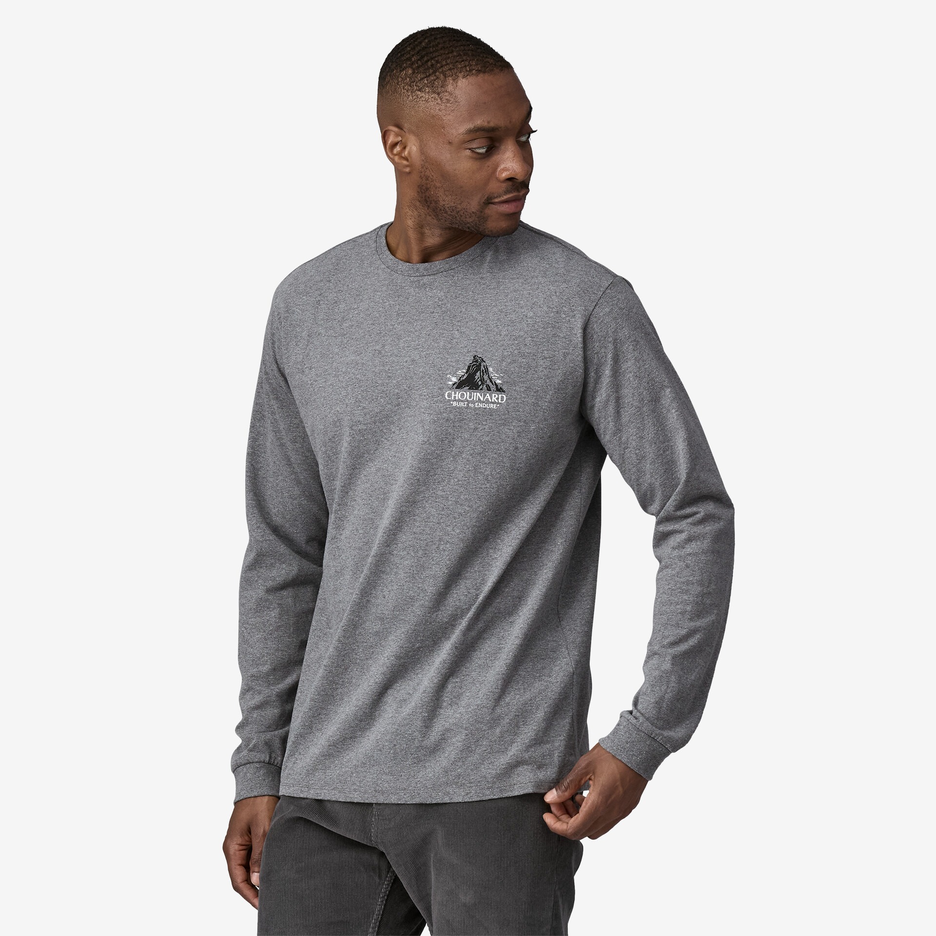 L/S Chouinard Crest Responsibili-Tee Herre Gravel Heather