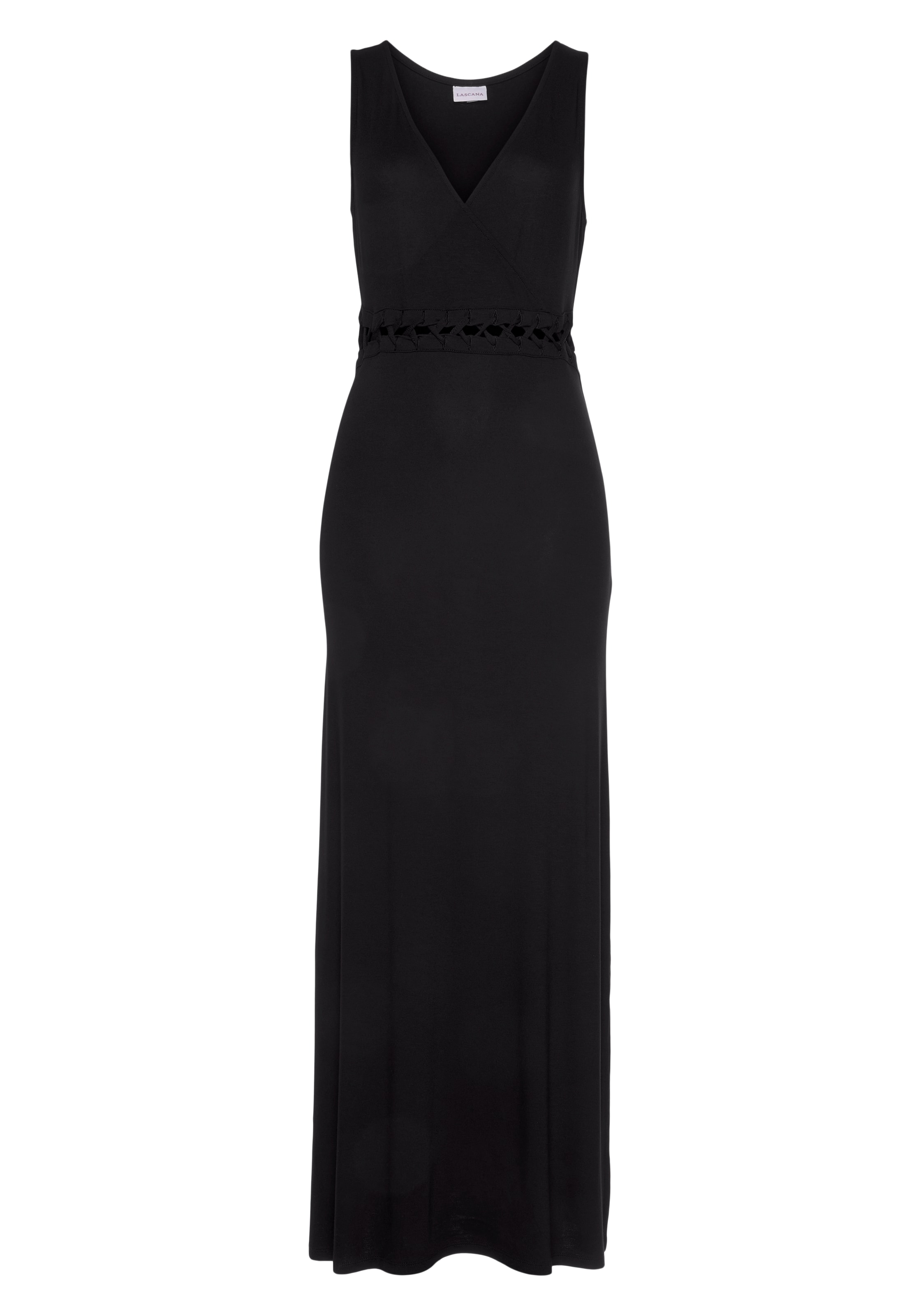 LASCANA Maxikleid mit Schnürungsdetail in der Taille, Sommerkleid, Strandkleid