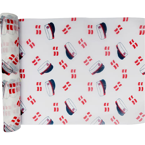 Studenter bordløber m. huer og flag 4 m x 28 cm - rød