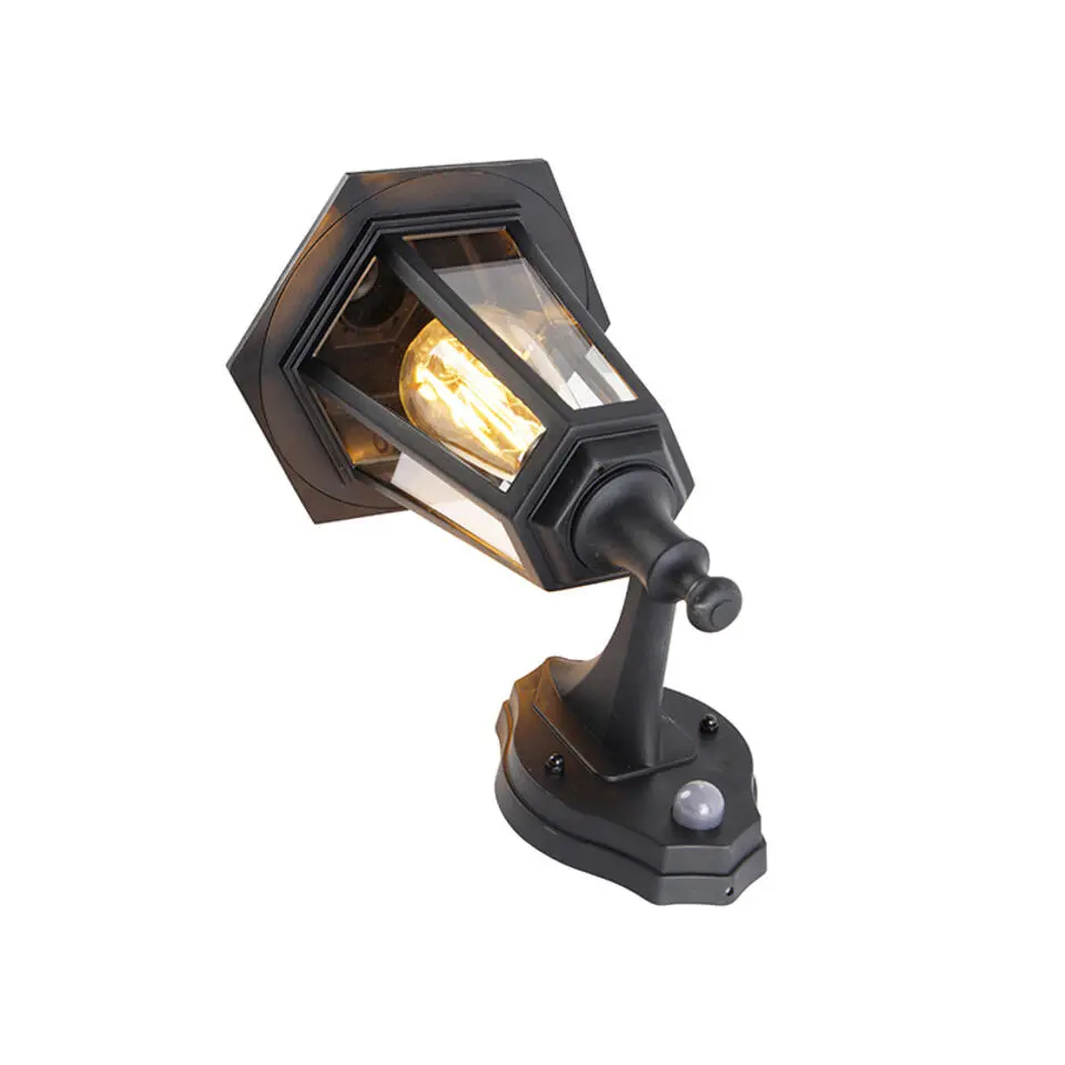 Qazqa buitenlampen met sensor new haven zwart e27
