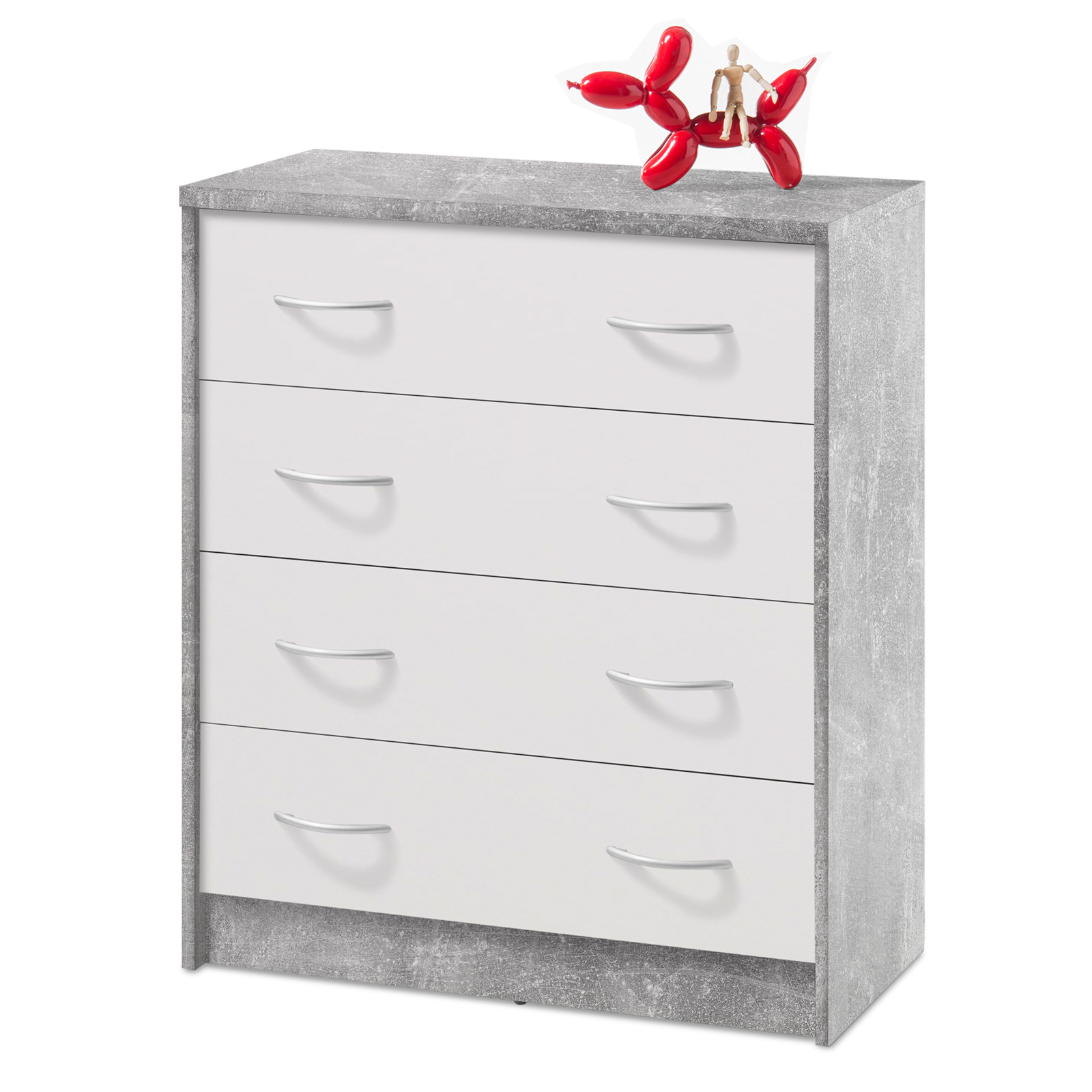 Kommode - Beton-weiß - 74 cm breit