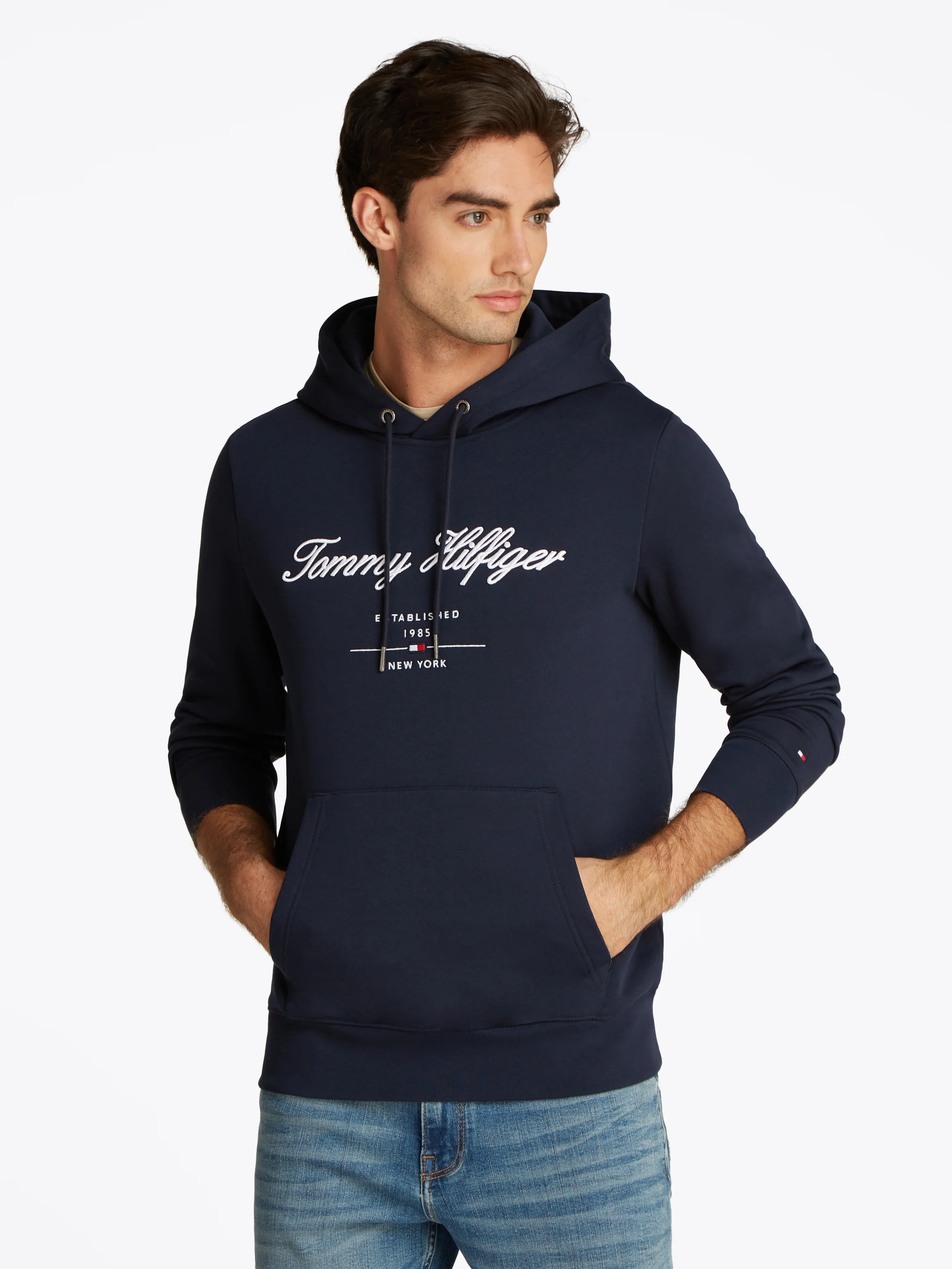 Sweat à capuche brodé | Bleu