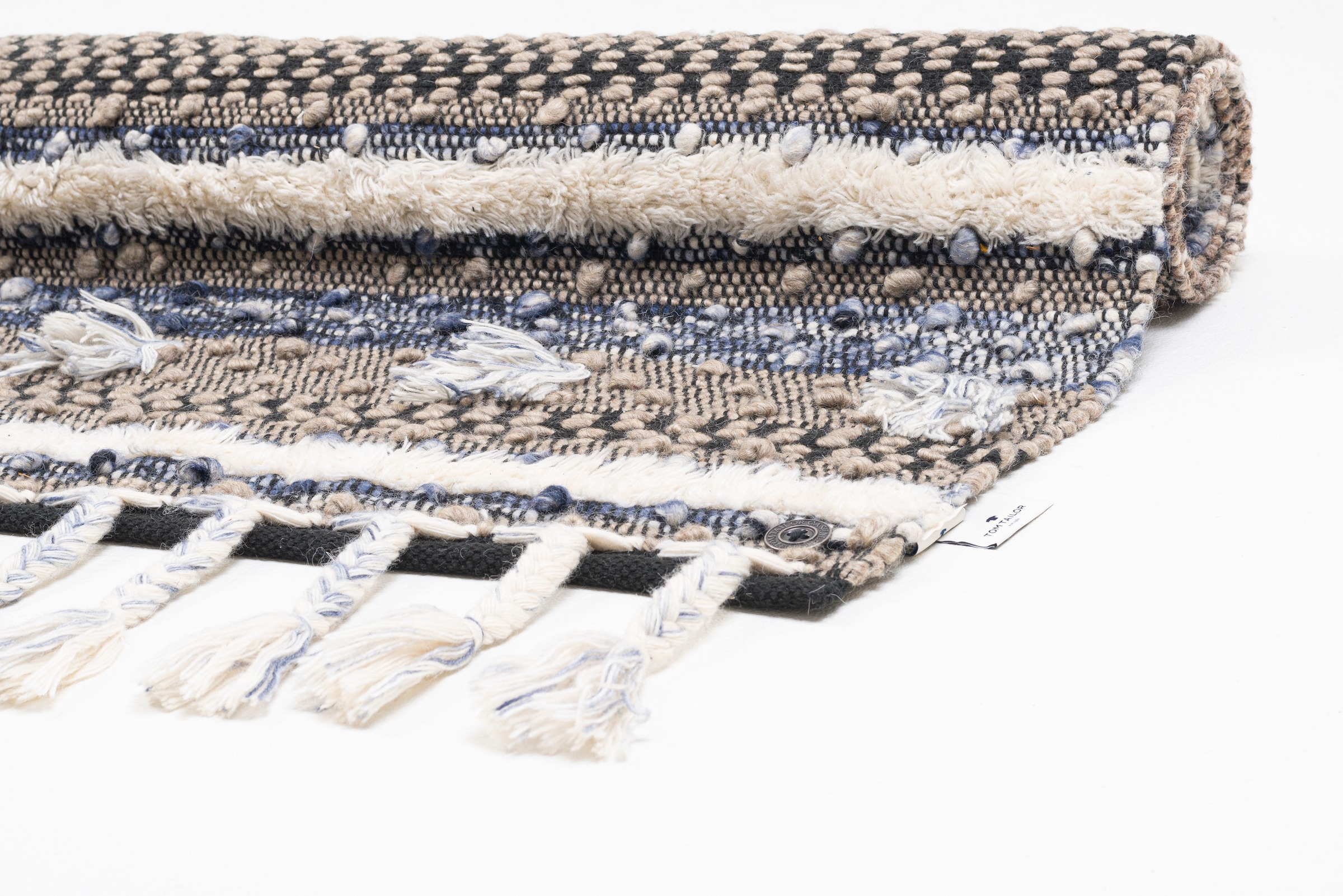 TOM TAILOR HOME Wollteppich »Vintage Funky Nature« rechteckig 5 mm Höhe reine Wolle, handgewebt, mit Fransen