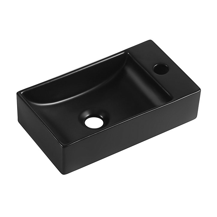Lave-mains à suspendre en céramique rectangulaire noir Savy