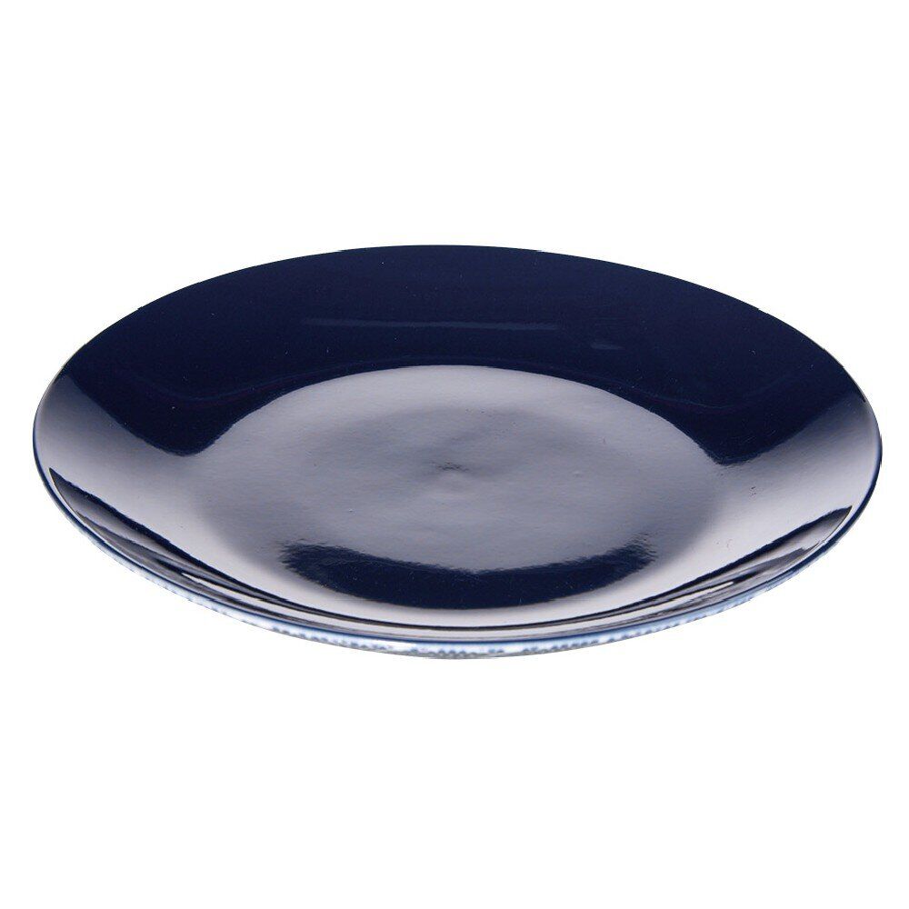 Assiette à dessert motif feuillage bleu et blanc