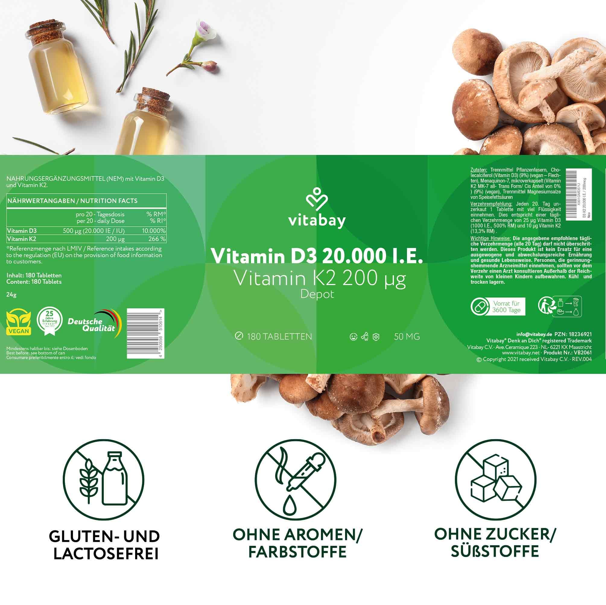 Vitabay Vitamin D3 20000 IE + K2