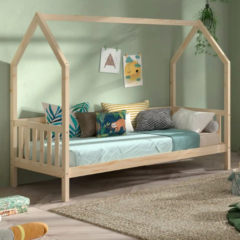 Bedhuisje Home - 90x200 cm - met hekje - wit dennenhout