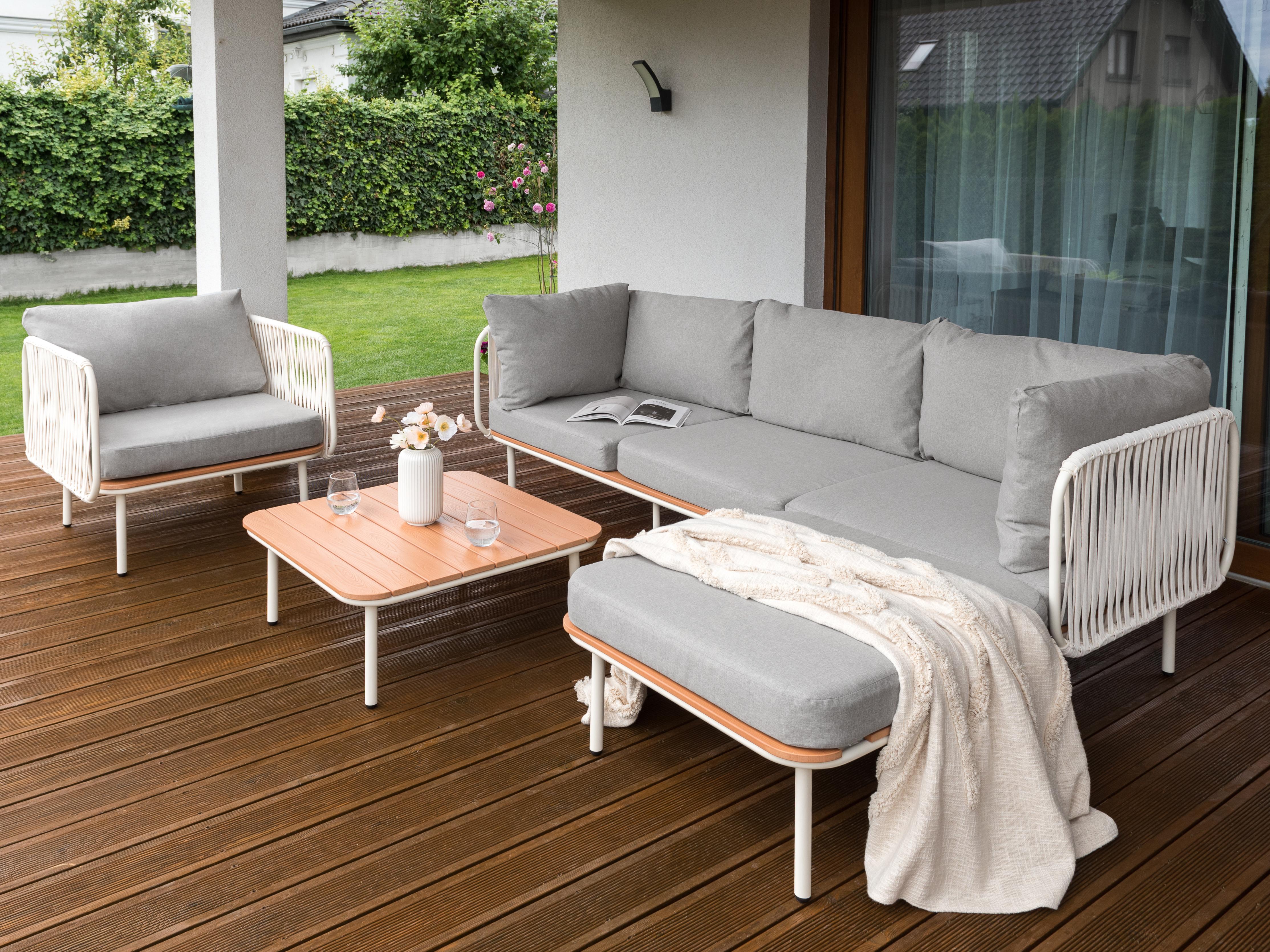 Loungeset met tafel en ottomaan 3-zits SENISE Metaal Grijs