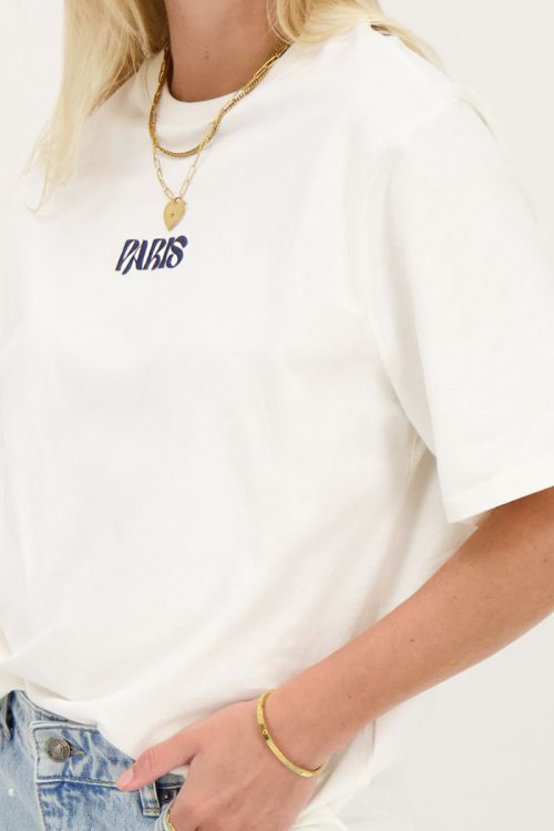 Wit T-shirt Paris met bloemen