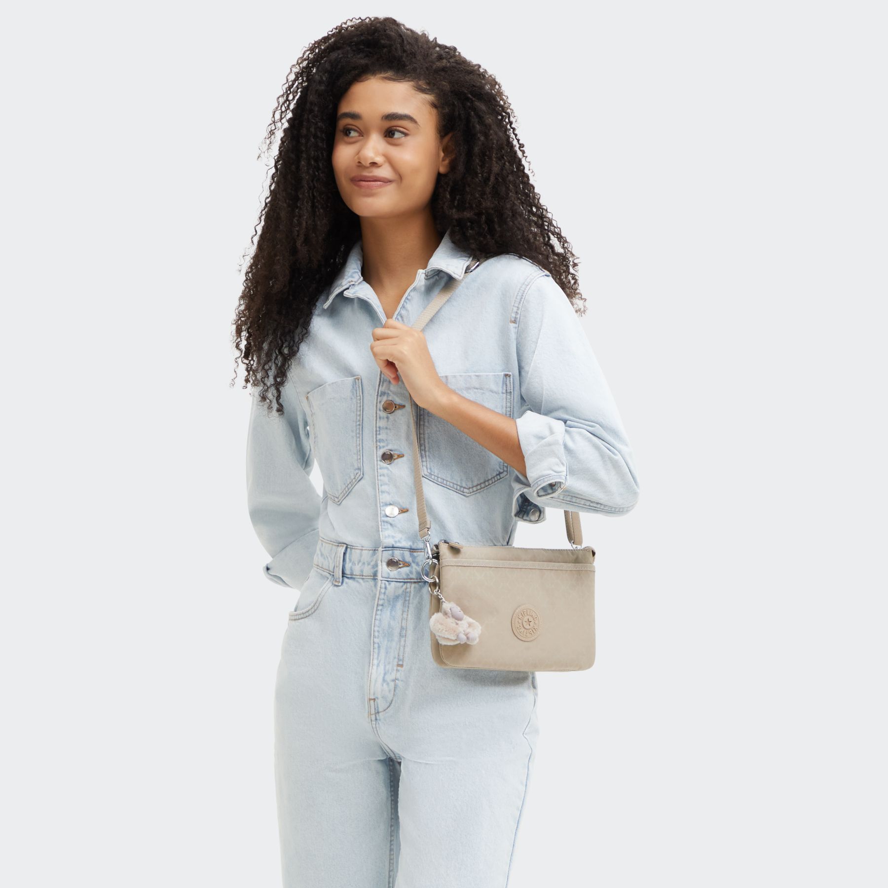 RIRI Petit Sac Bandoulière - Signature Beige Embossed