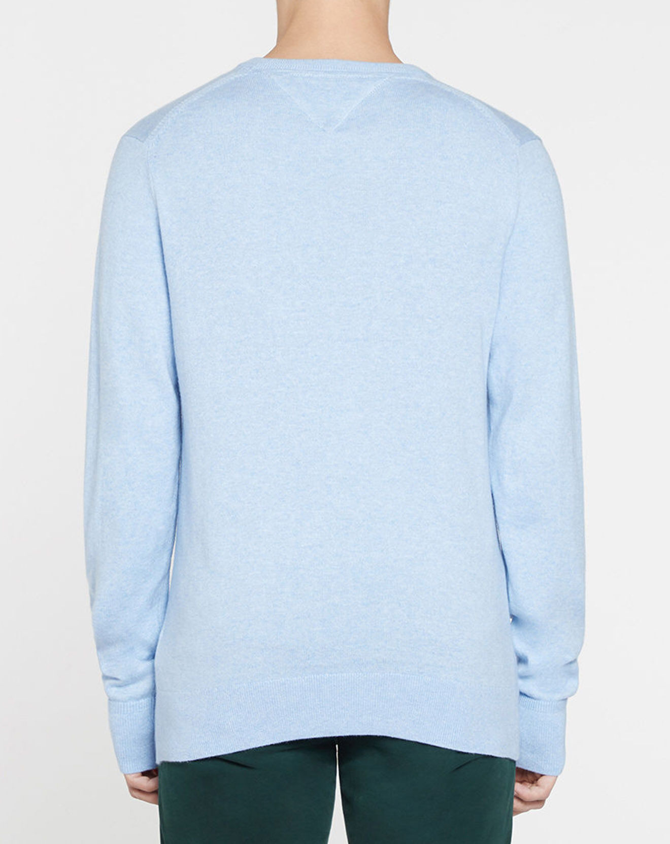 Tommy Hilfiger Pull en Coton & Cachemire Pima col V bleu ciel