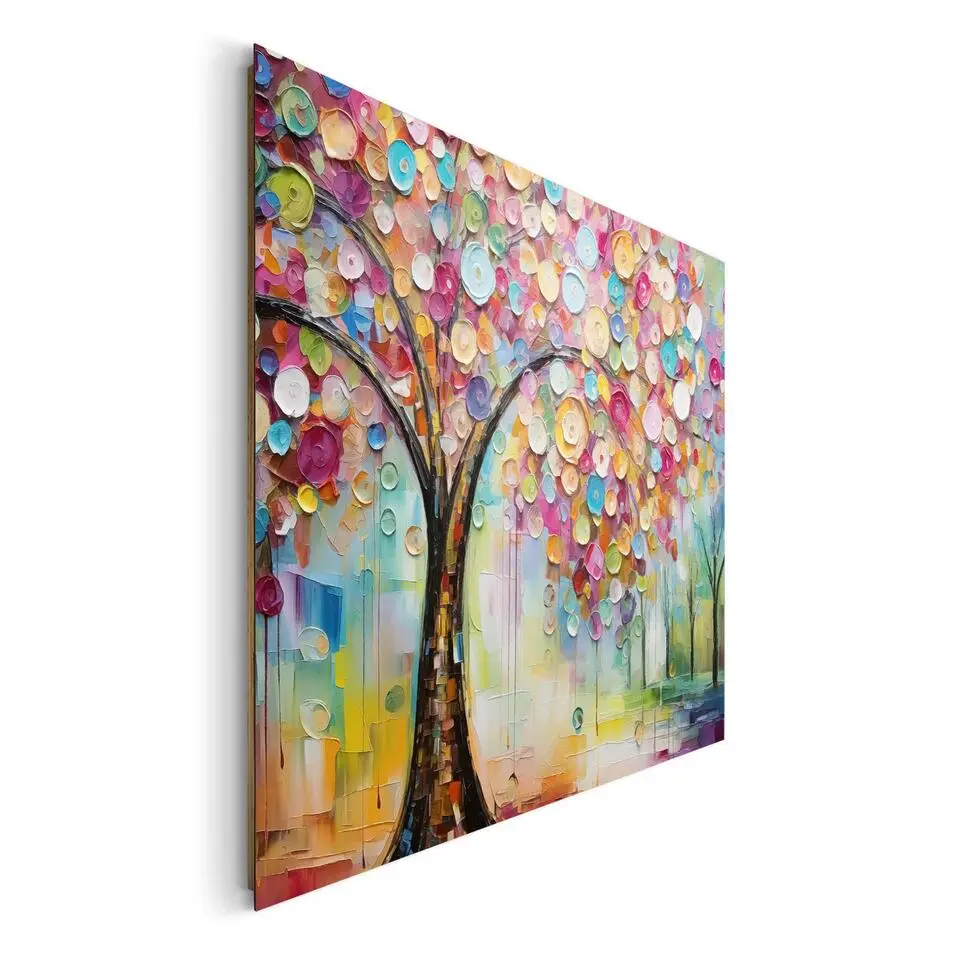 Schilderij Life Tree - colourful - 100x140cm - Bont