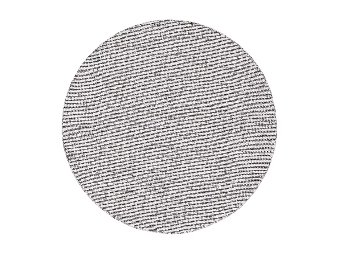Tapis en coton tissé main Ron Blanc/Noir ø 240 cm rond