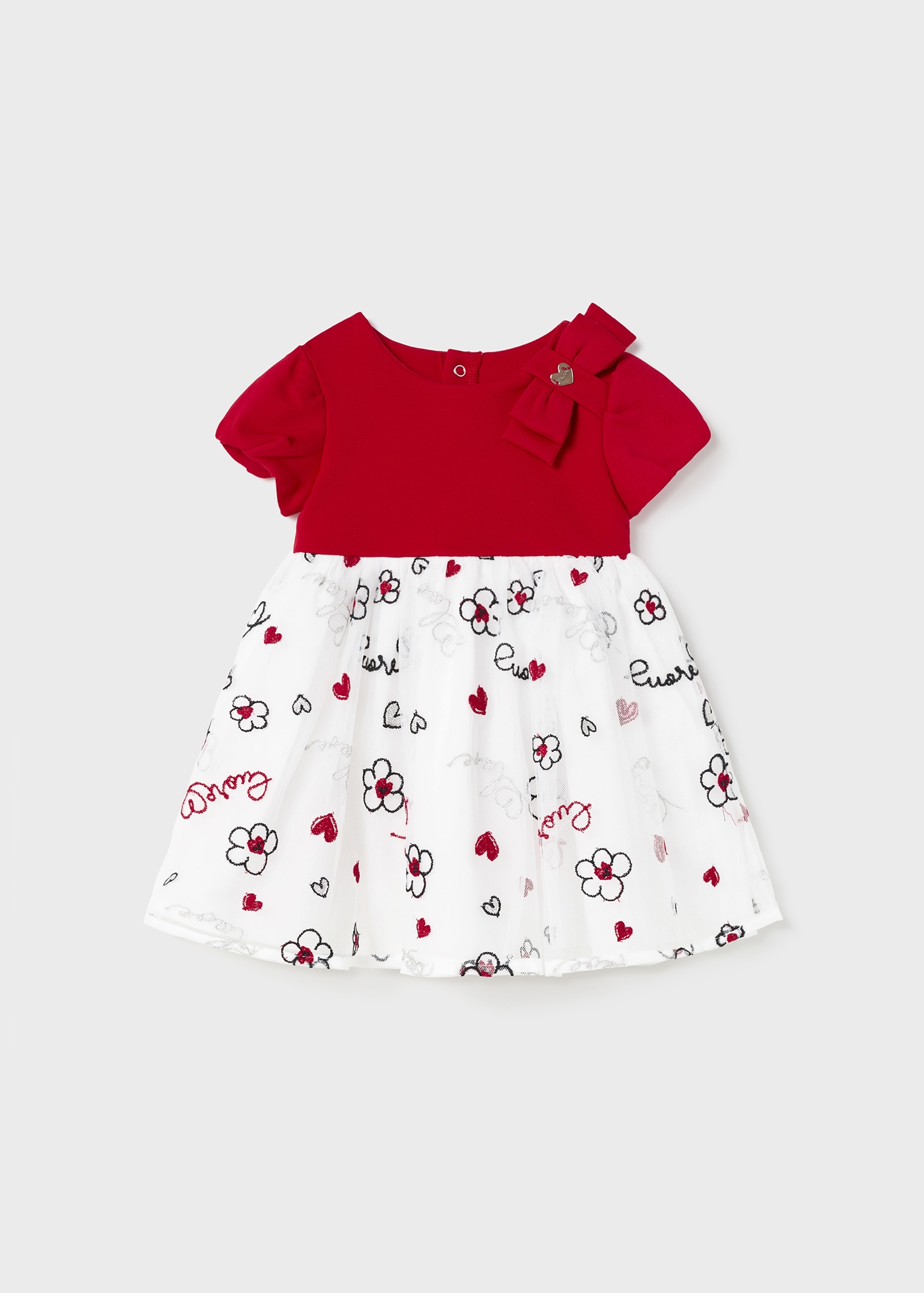 Vestido de tule bordado para bebê