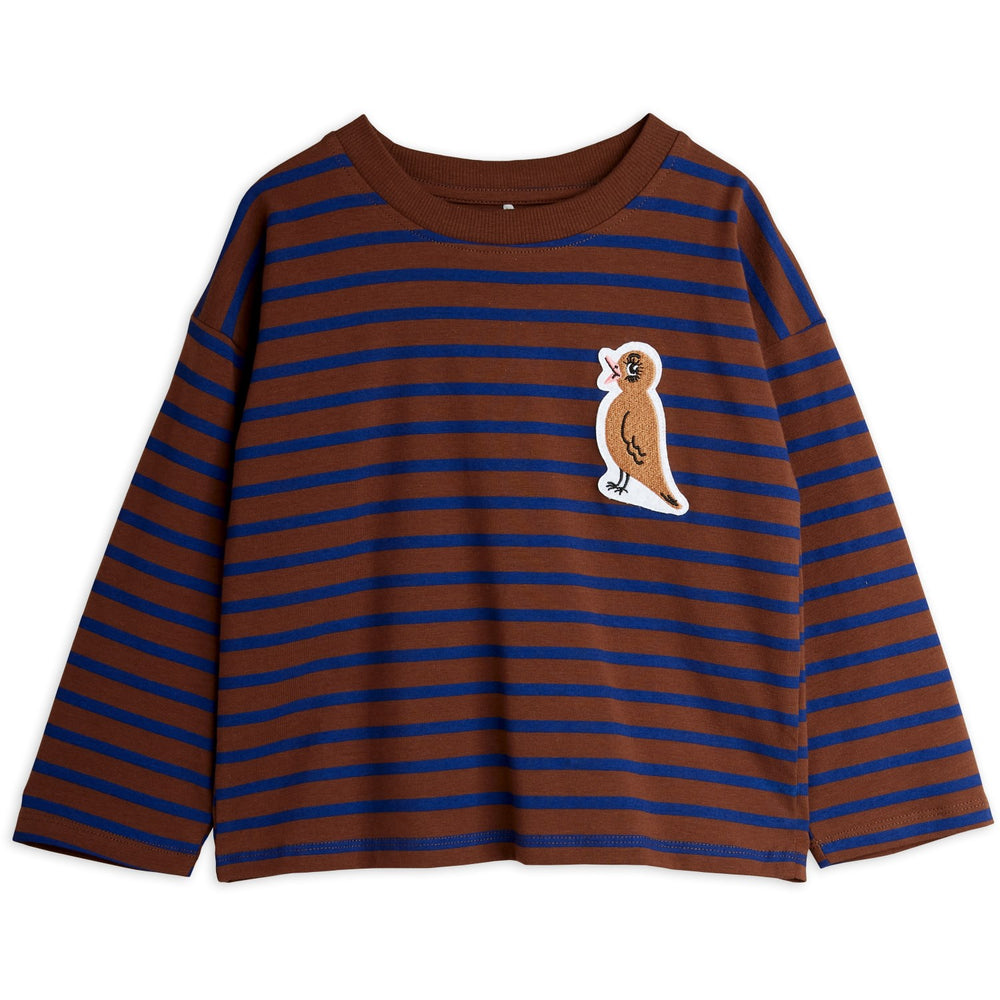 Køb Mini Rodini Brown Stripe Bird Patch Ls Tee