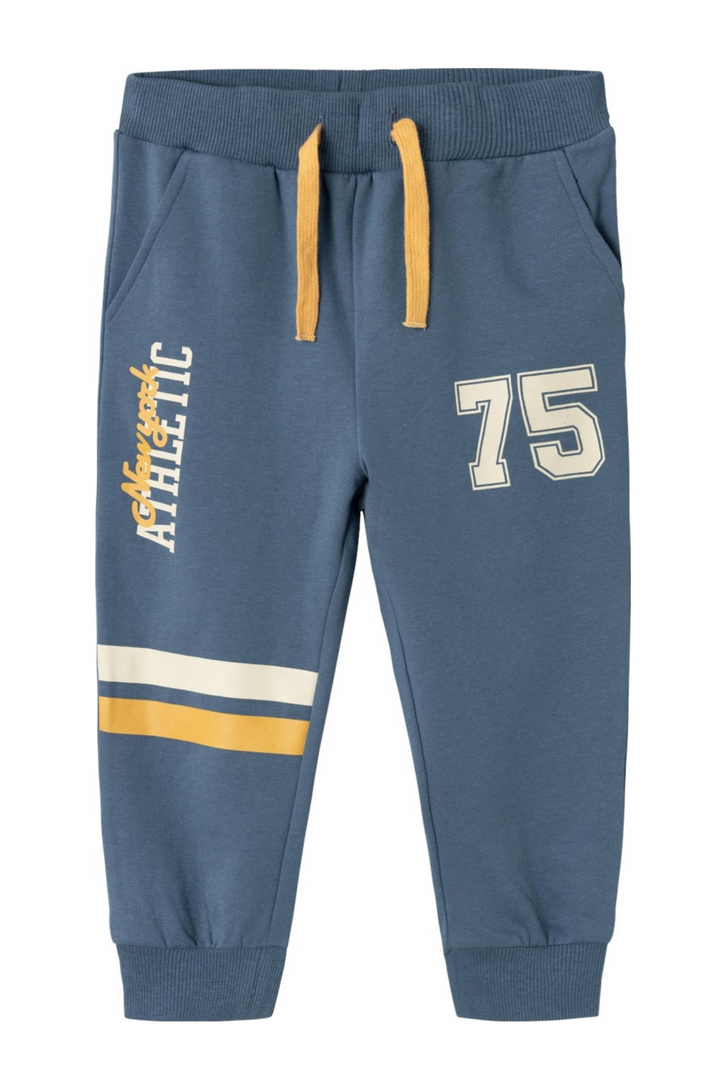 NAME IT regular fit broek met tekst grijsblauw