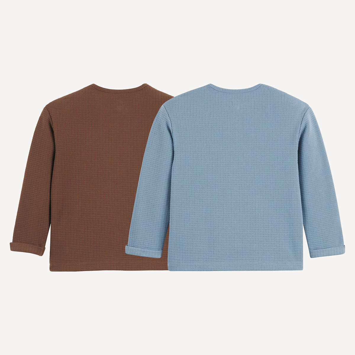 COLEÇÃO LA REDOUTE<br>Conjunto de 2 camisetas de manga comprida em tecido waffle