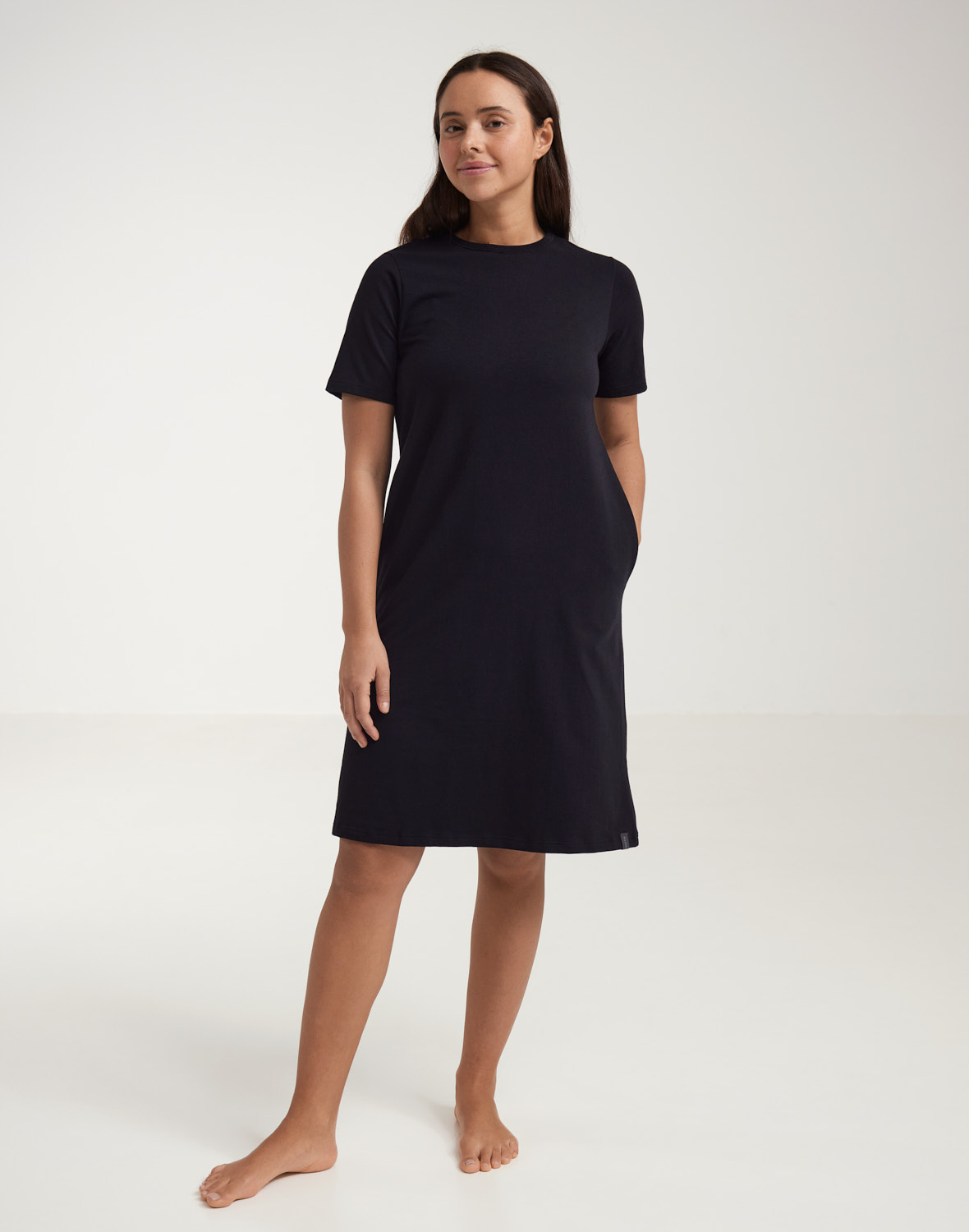 T-shirtjurk met zakken van katoen voor dames