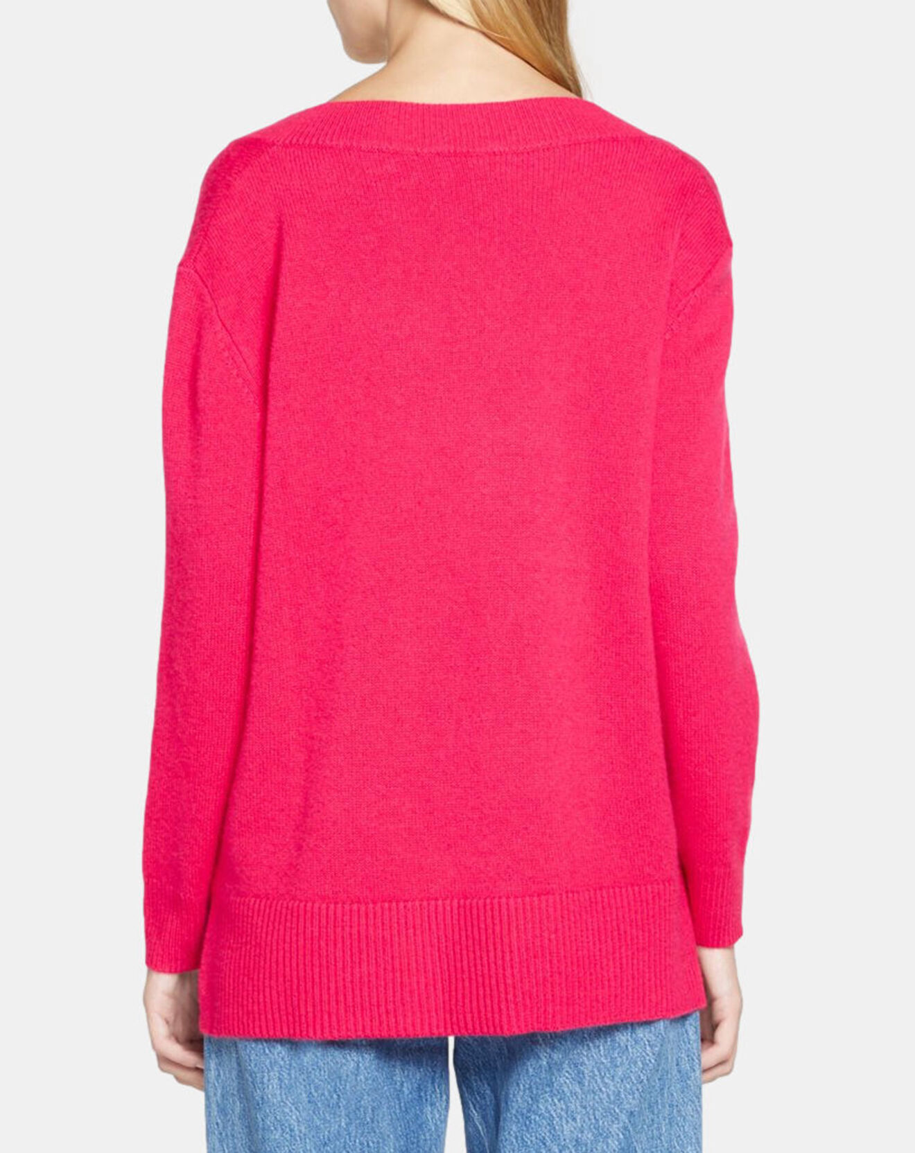 Galeries Lafayette Pull 100% Cachemire Zoé col V profond rose