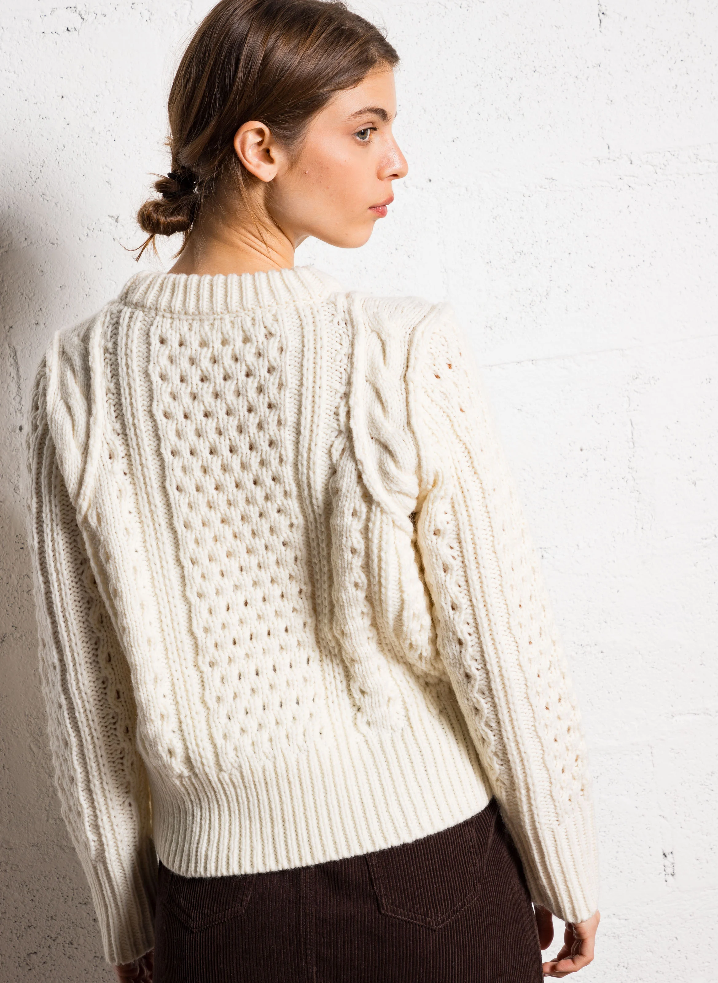 CHANDLER BIS - Pull droit col rond en laine mélangée | Blanc