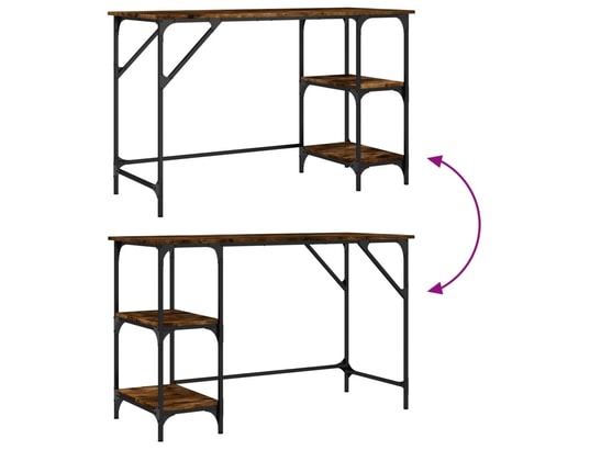 VIDAXL - Bureau chêne fumé 120x50x75 cm métal et bois d'ingénierie