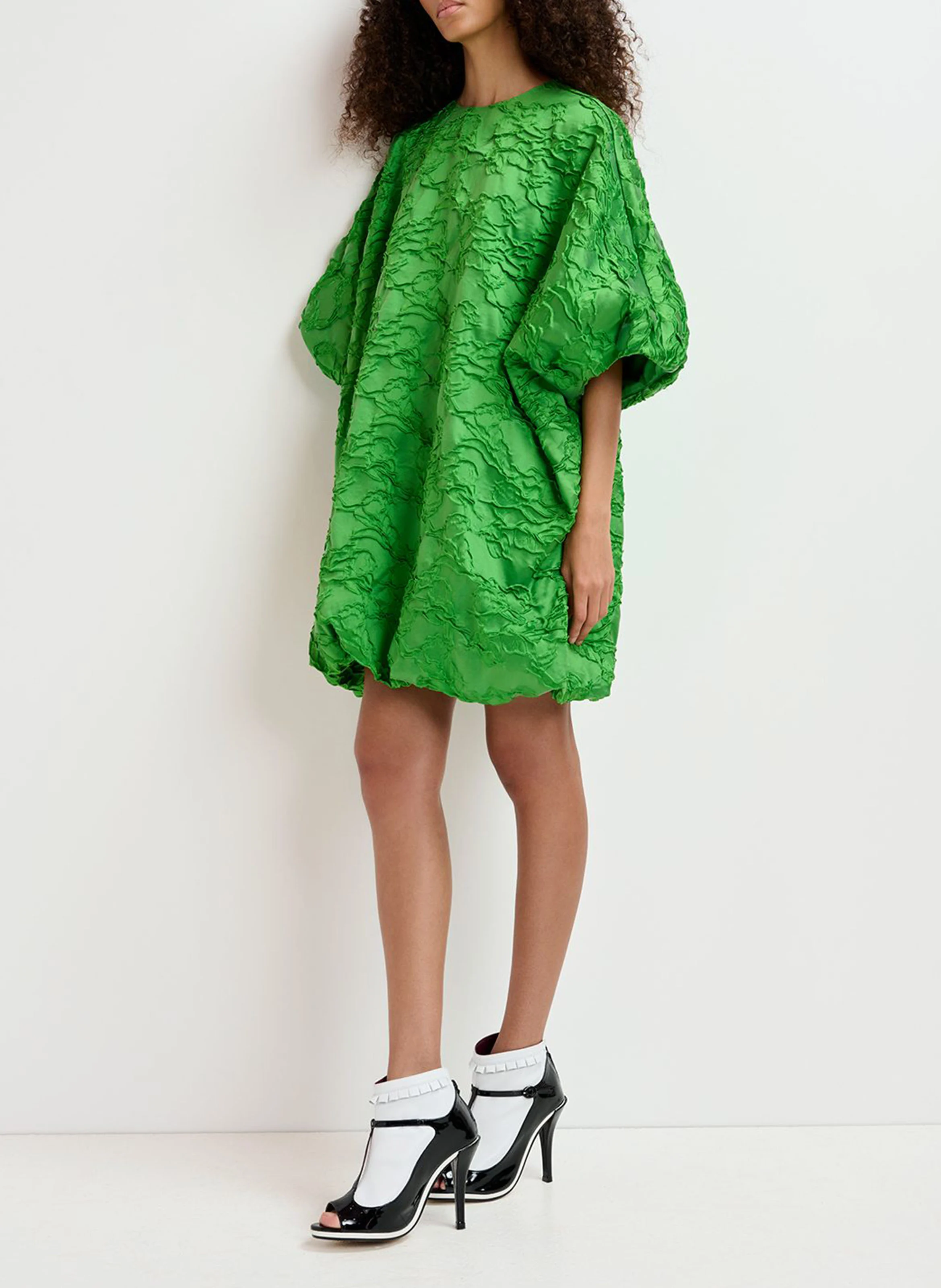 GRATEFUL - Mini-robe bouffante en jacquard | Vert