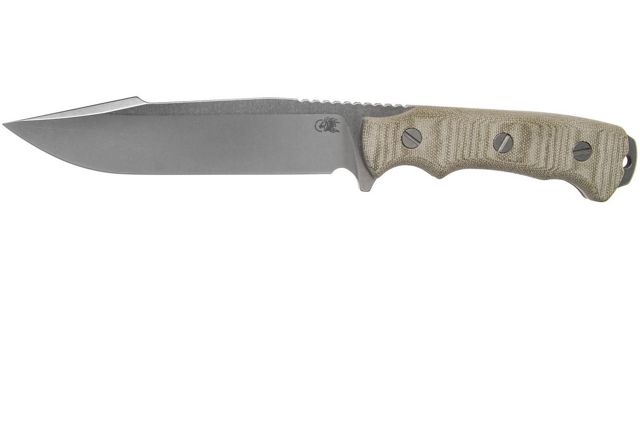 Rick Hinderer Fieldtac 6” Harpoon Spearpoint Stonewash OD-Green micarta survivalmes