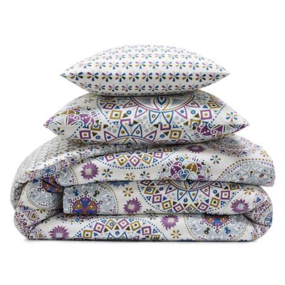 Linge de lit motif rosaces - BECQUET CRÉATION