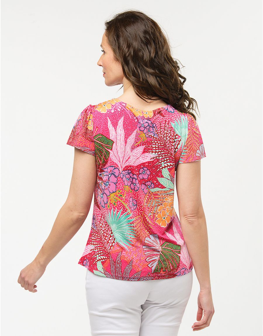 T-shirt tropical fuchsia