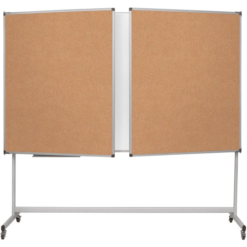 Tableau mixte mobile acier laqué et liège cadre aluminium 100 x 200 cm Bi-Office Maya Trio