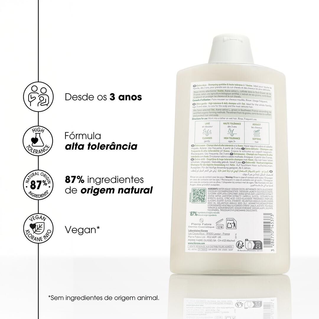 KLORANE  Champô Aveia Ultra-Suave Cabelo Normal - 400ml