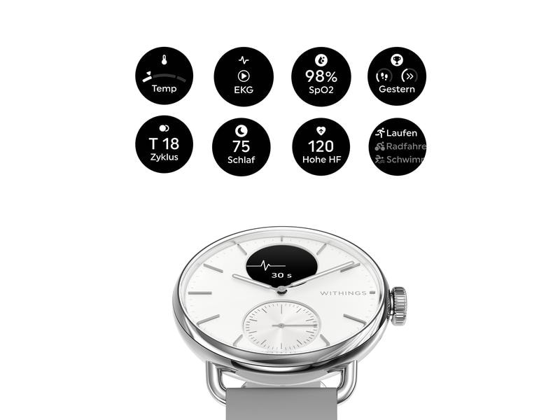 Withings Activity Tracker Scanwatch 2 White, 38 mm Hybrid Smartwatch