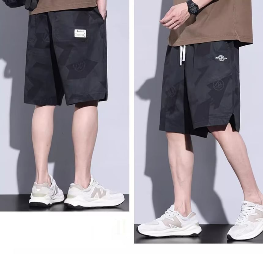 jaywoon - Camouflage shorts met trekkoordtaille