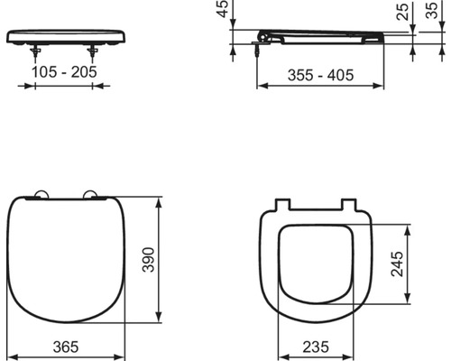 Ideale STANDARD toiletzitting Eurovit Plus Compact wit met soft-close mechanisme T679901