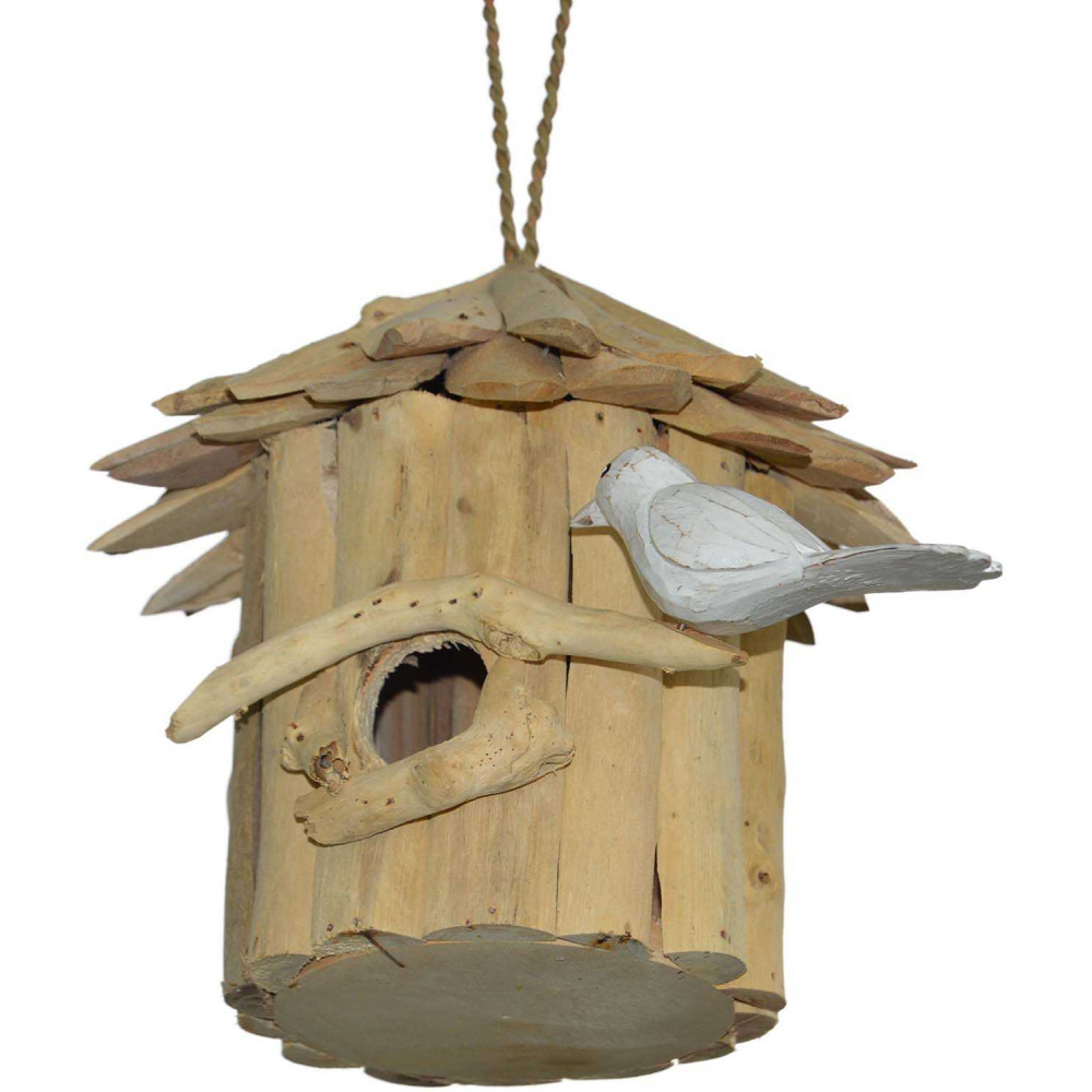Nichoir rond en bois d'albésia 23 x 22 cm